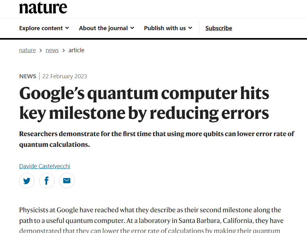 Google 發表量子糾錯重大進展